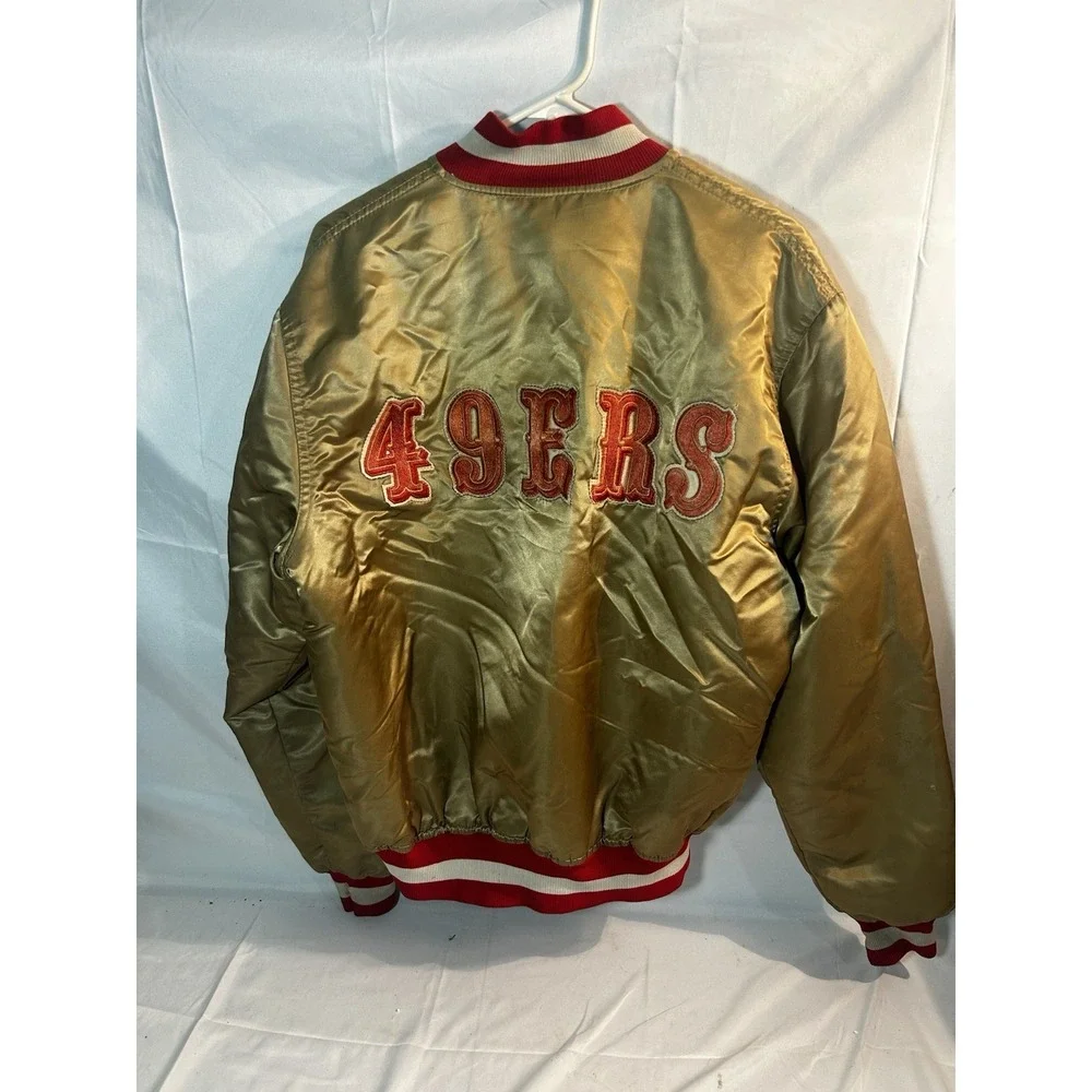 Vintage 90s Starter Satin San Francisco 49ers Gold Pro Line Jacket USA Mens L